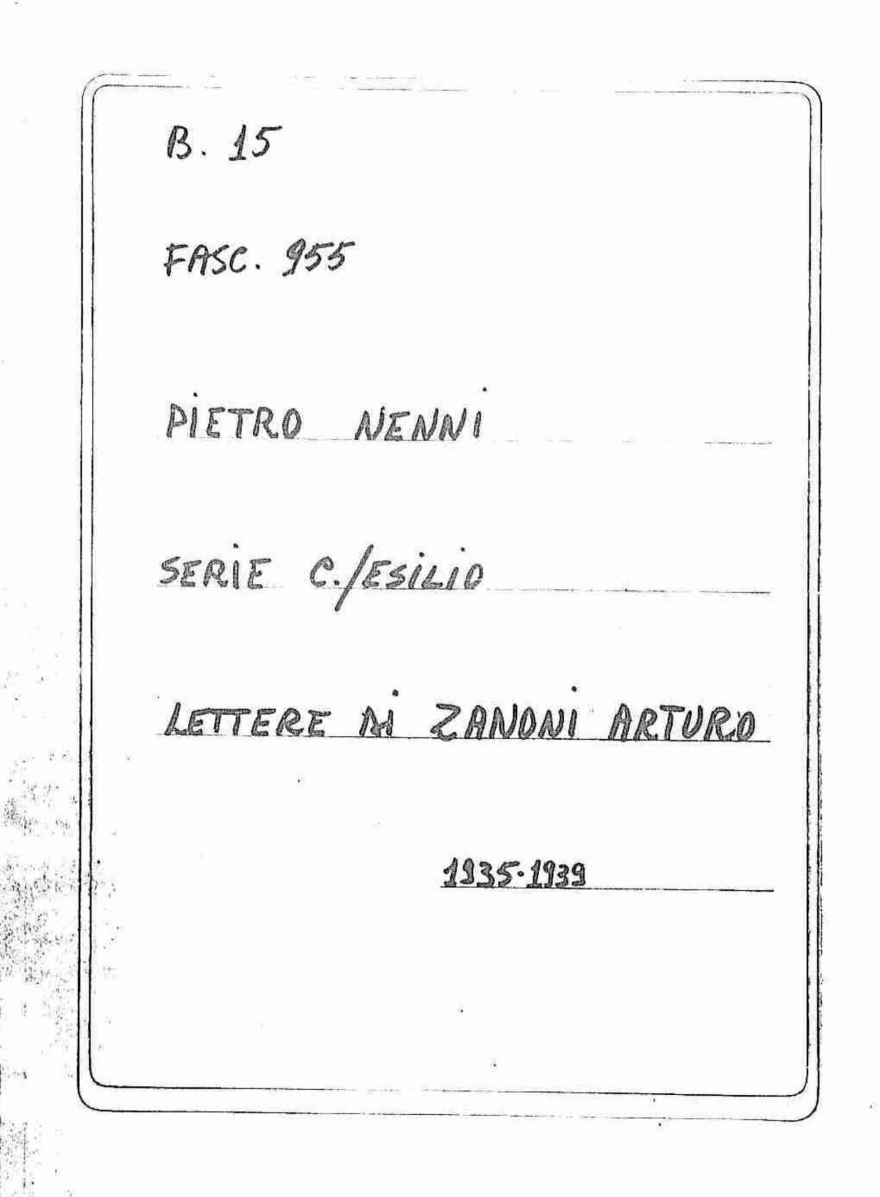 Zanoni Arturo, 1935 mar. 7 - 1939 ago. 31