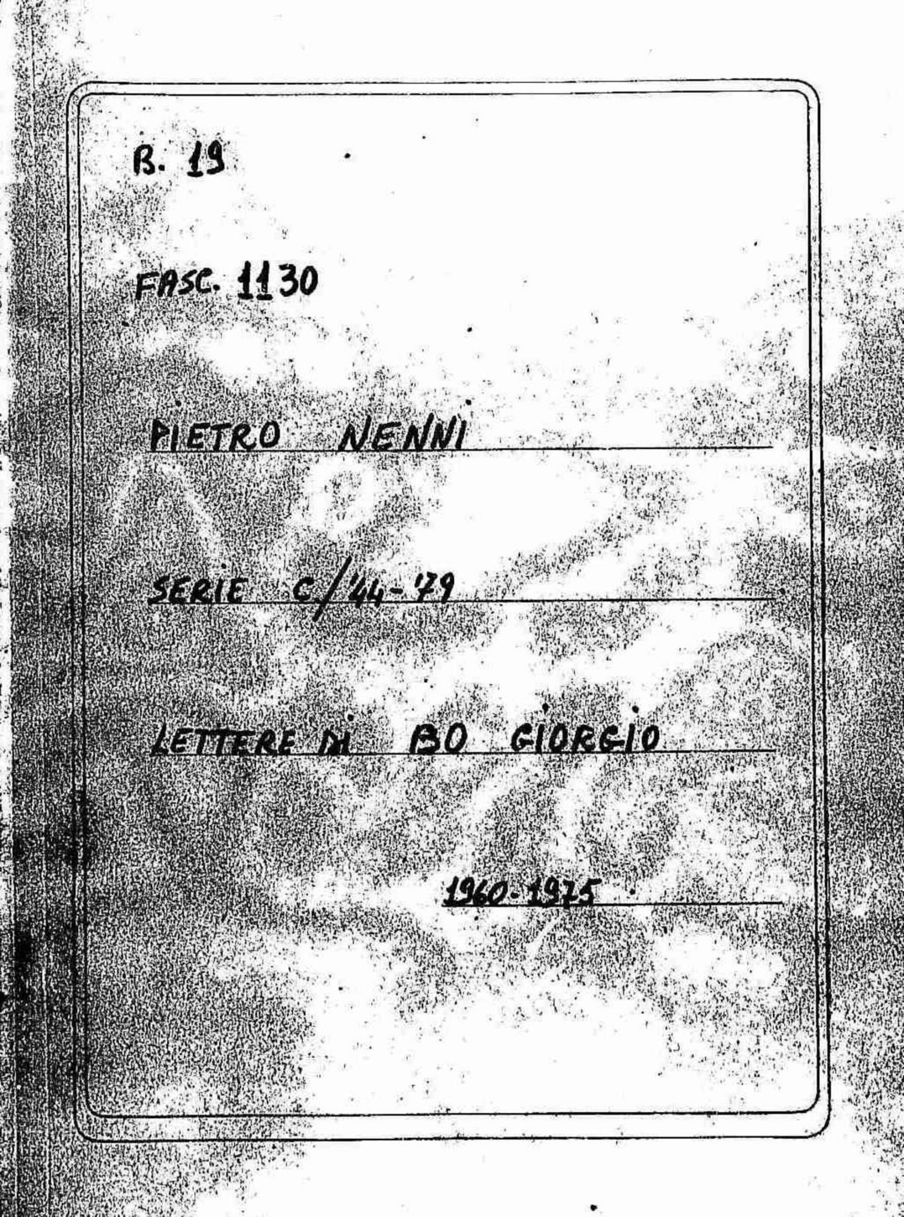 Bo Giorgio, 1960 dic. 24 - 1975 feb. 8