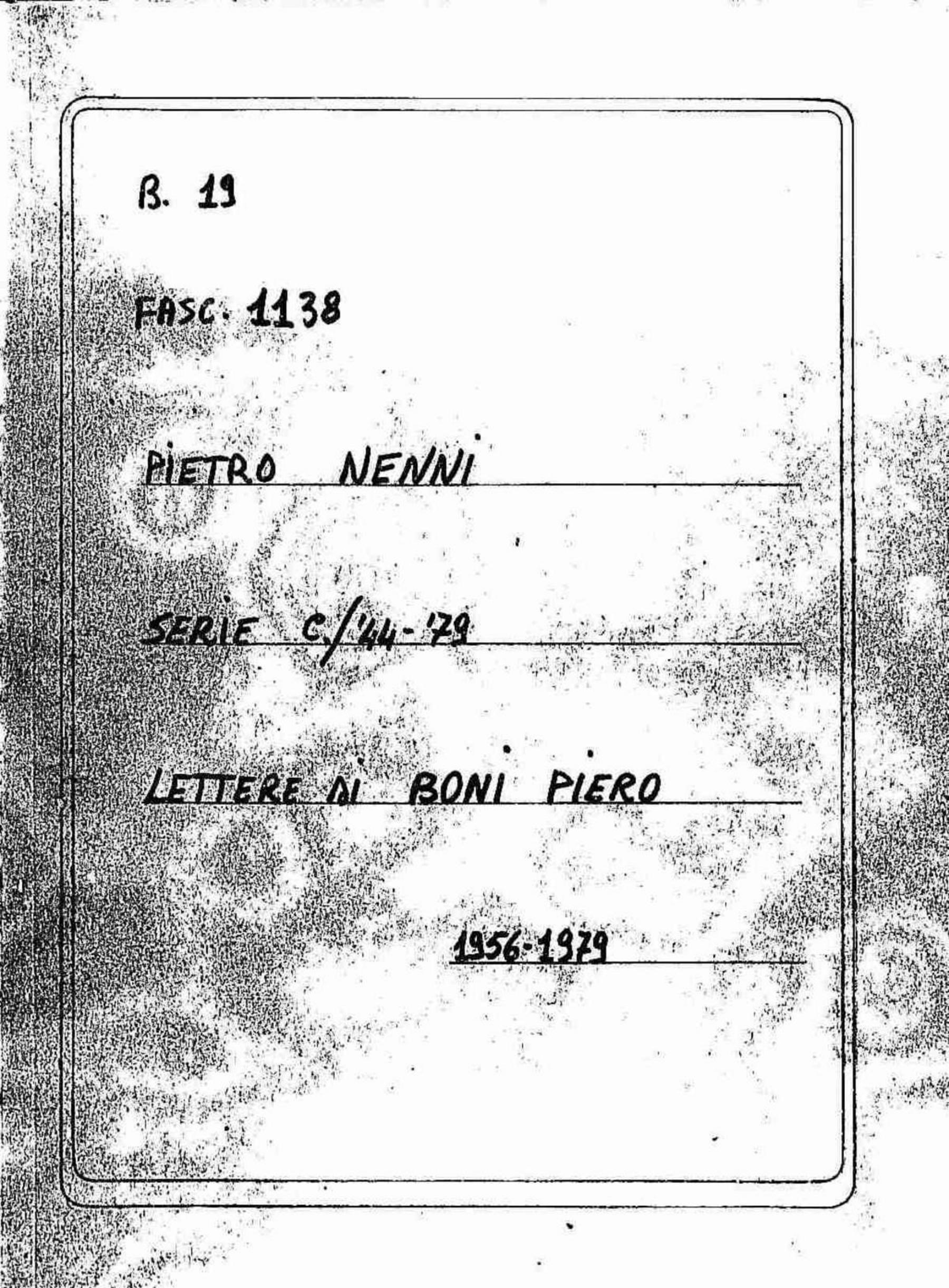 Boni Piero, 1956 feb. 11 - 1979 set. 24