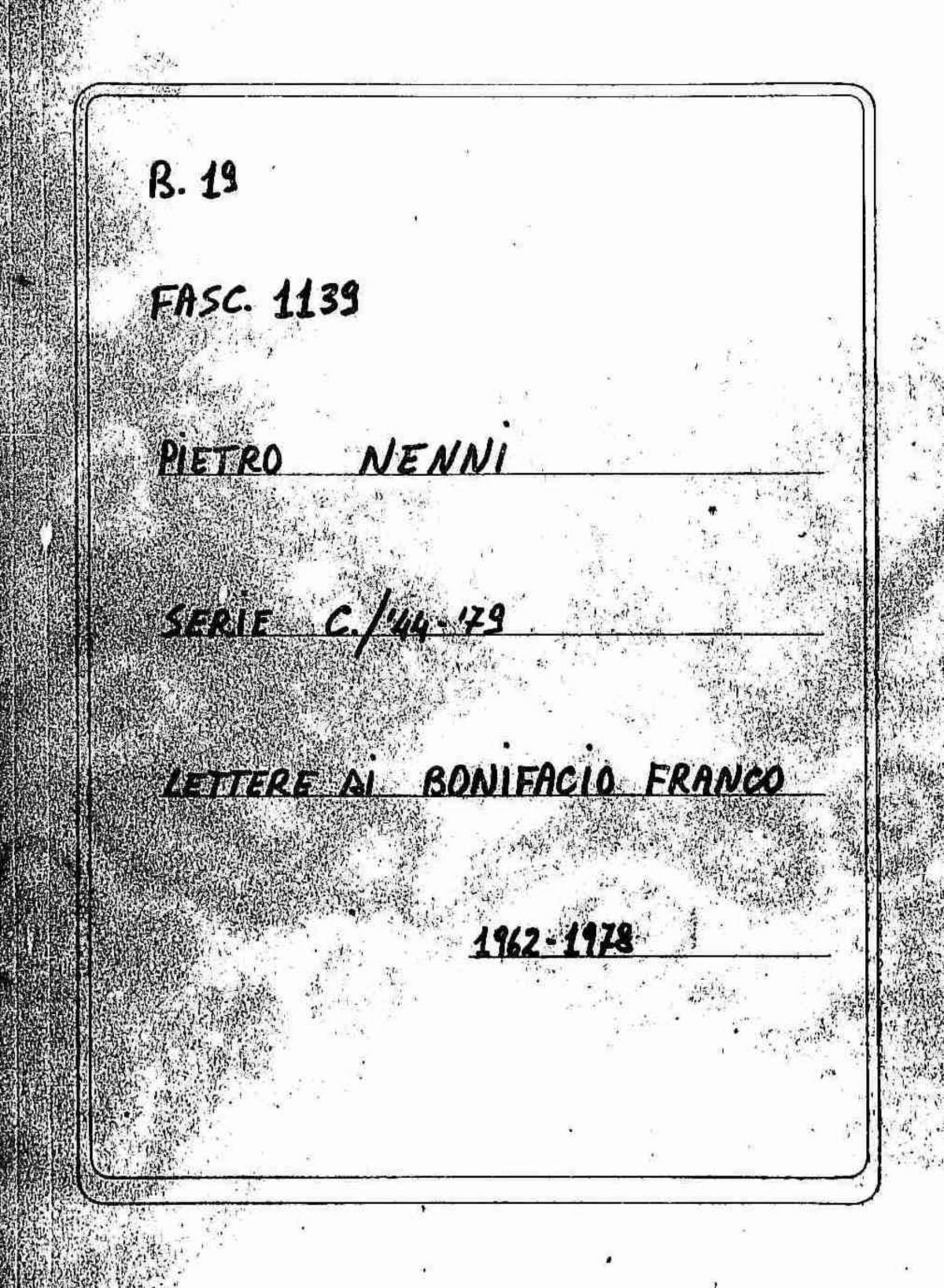 Bonifacio Franco, 1962 apr. 11 - 1978 feb. 7