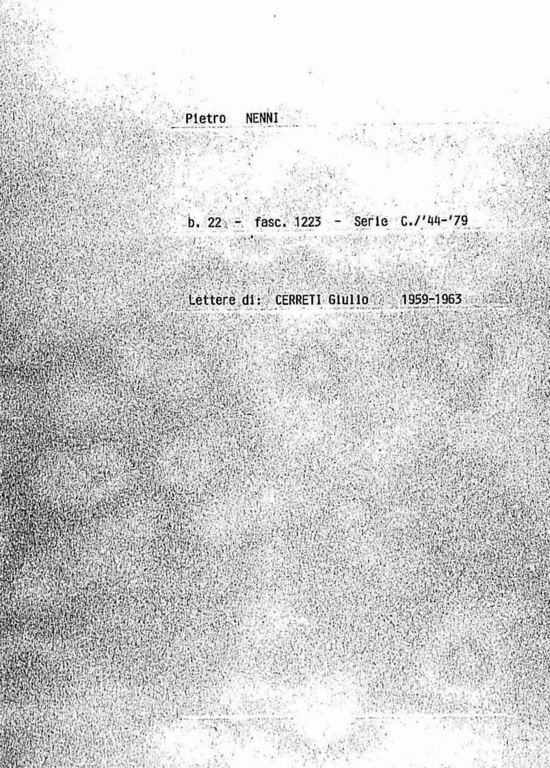 Cerreti Giulio, 1959 giu. 6 - 1963 feb. 25