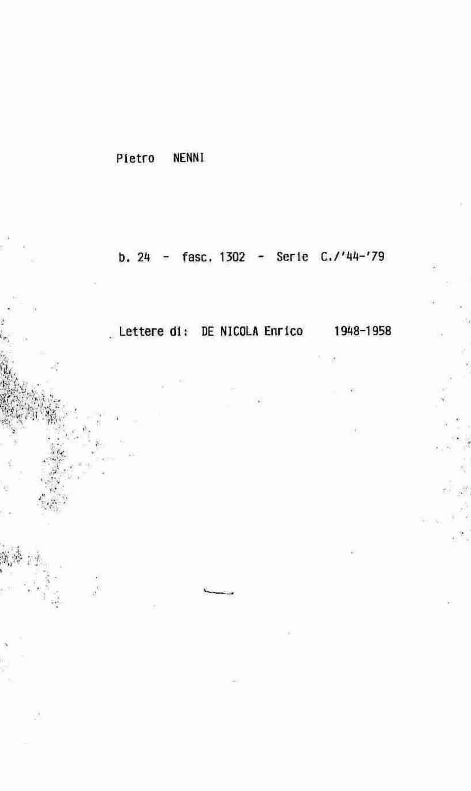 De Nicola Enrico, 1948 dic. 7 - 1958 feb. 10