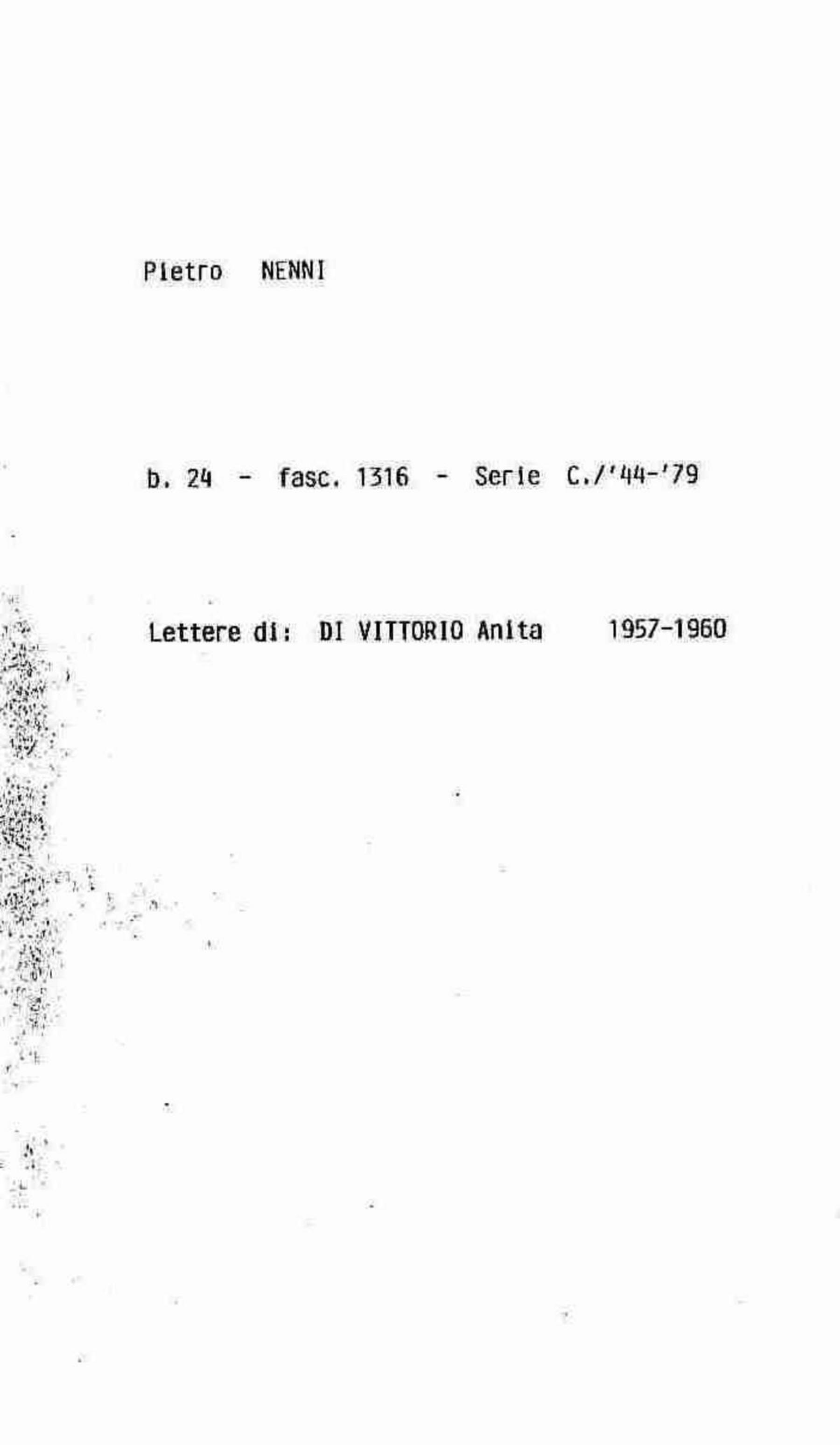 Di Vittorio Anita, 1957 dic. 10 - 1960 mar. 24