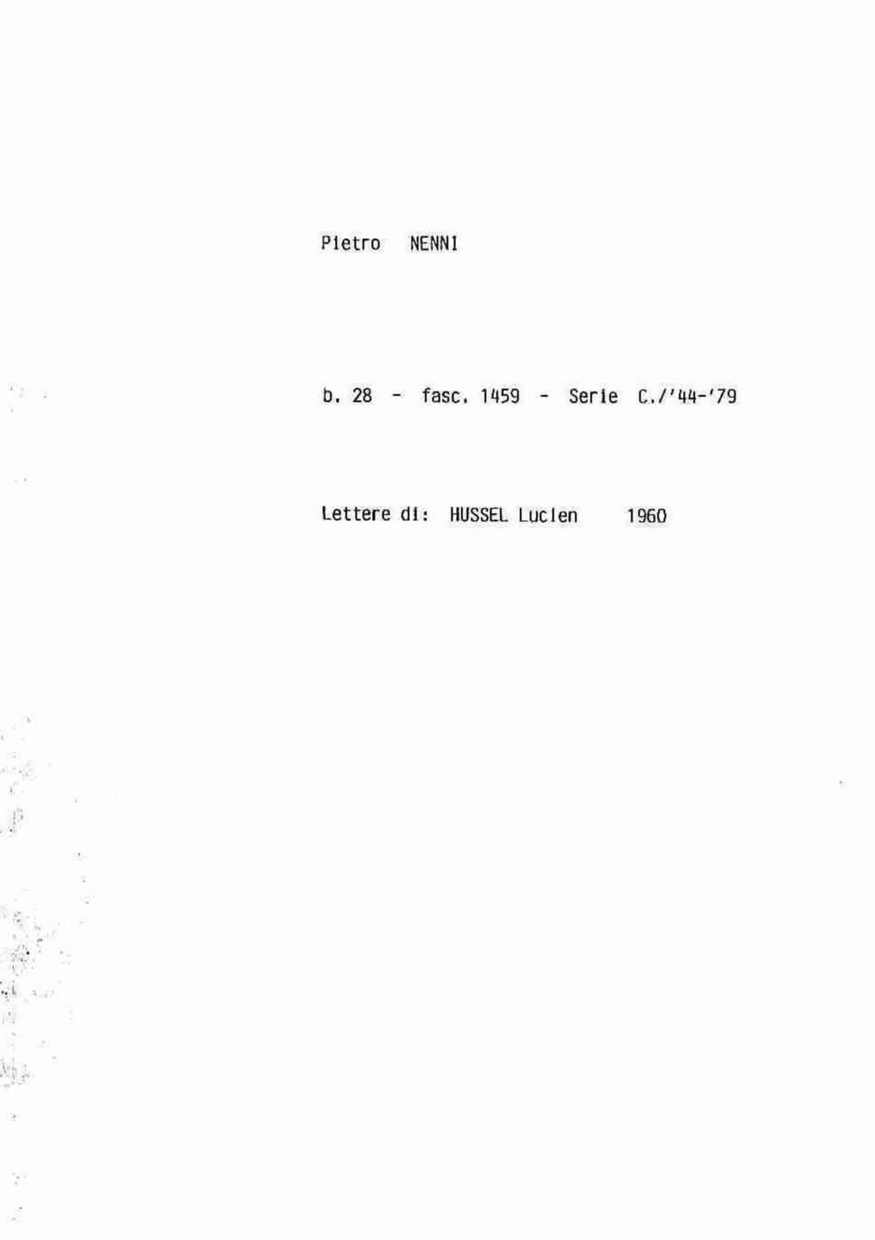 Hussel Lucien, 1960 mar. 21 - giu. 9