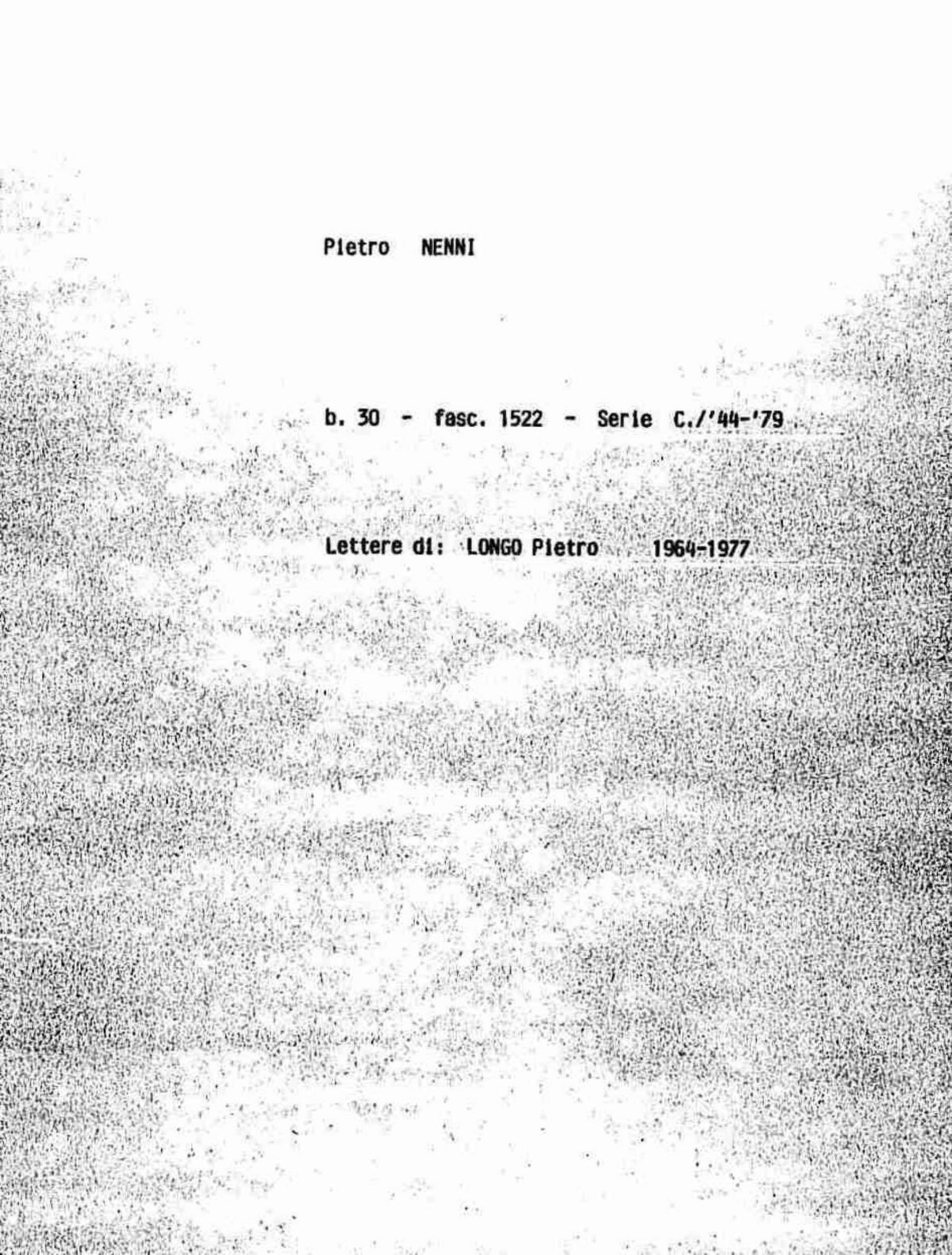 Longo Pietro, 1964 gen. 22 - 1977 apr. 5