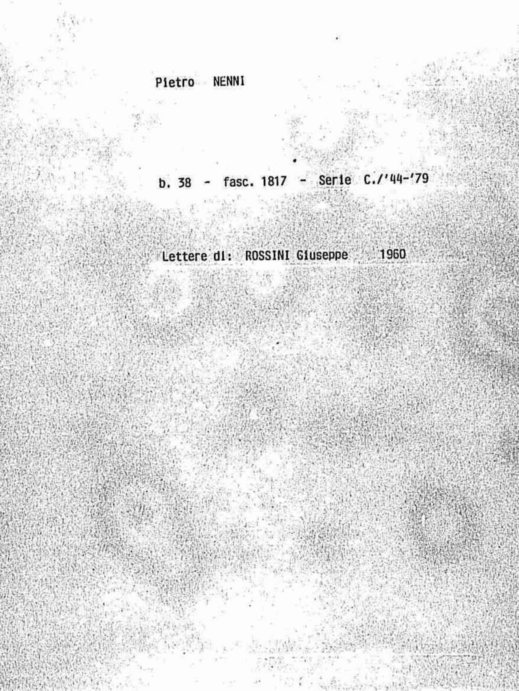 Rossini Giuseppe, 1960 nov. 7 - dic. 9