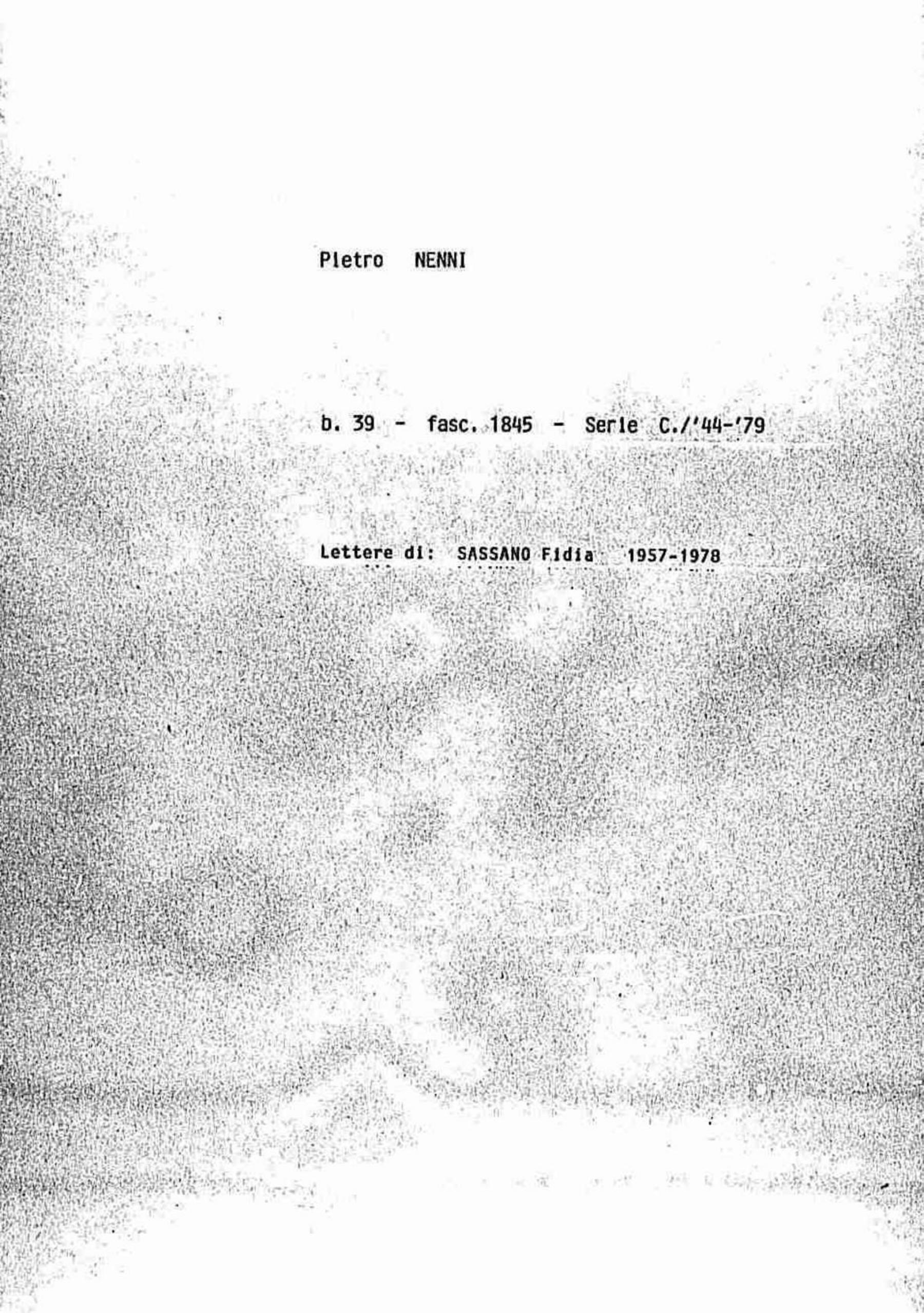 Sassano Fidia, 1957 mar. 21 - 1978 giu. 7