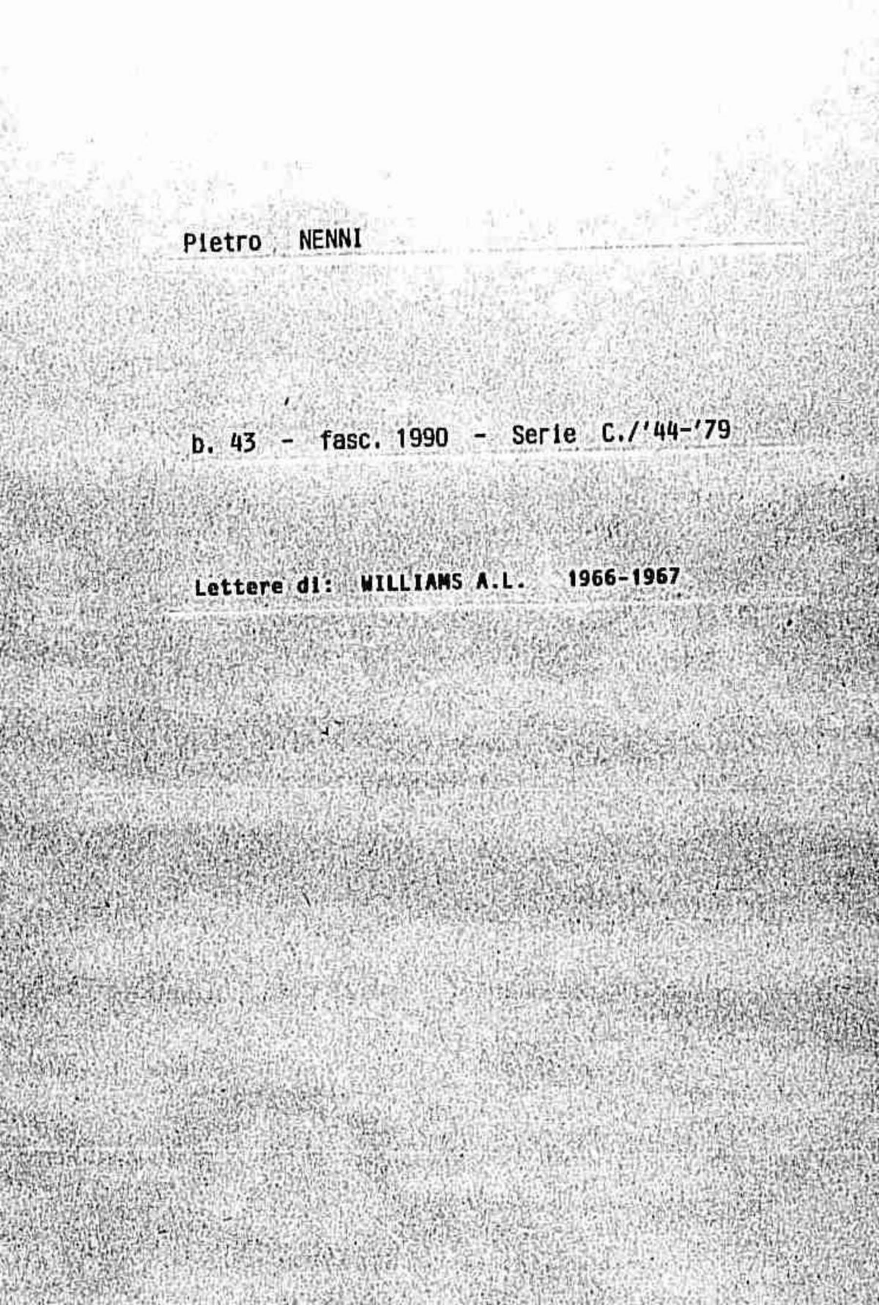 Williams A.L., 1966 apr. 7 - 1967 lug. 14