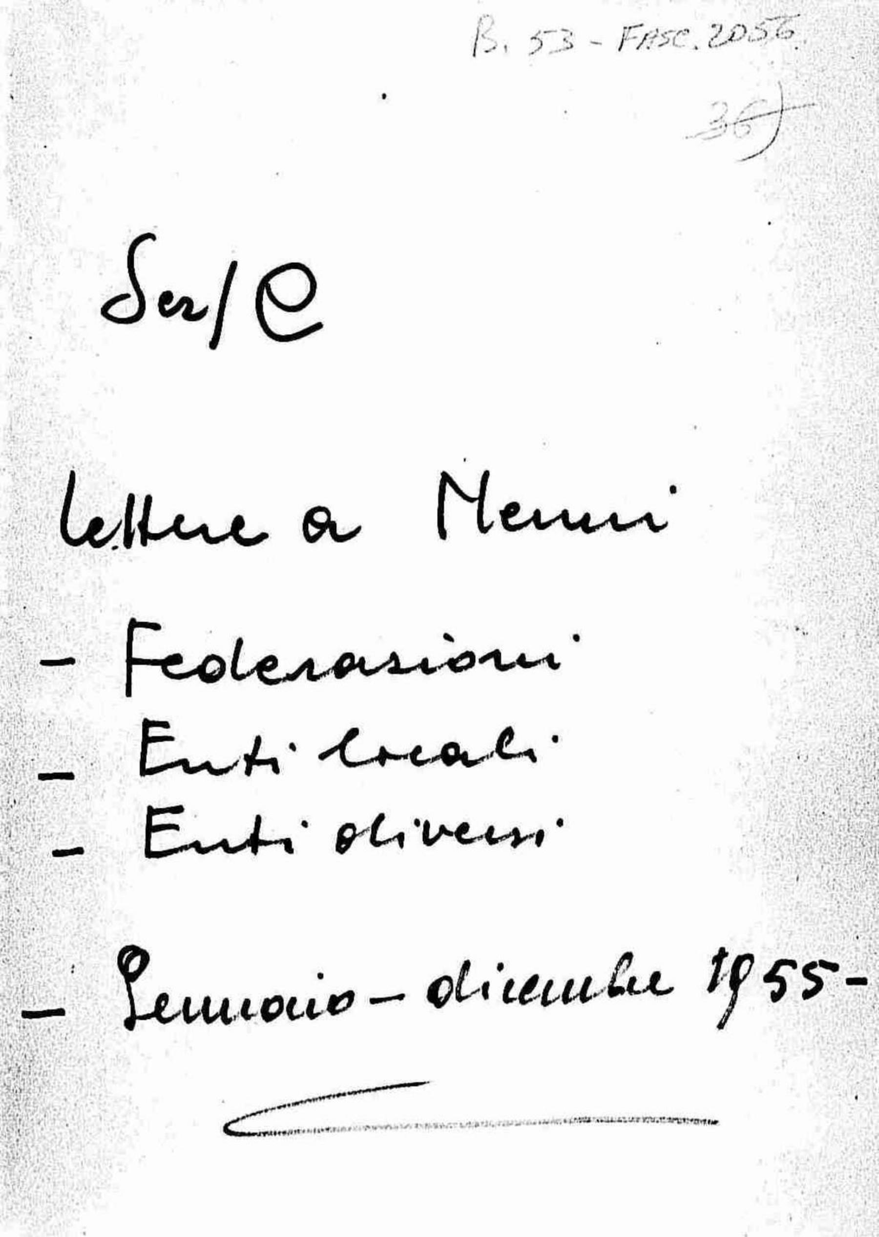 Lettere a Nenni di federazioni, enti locali, enti diversi, 1955 gen. - dic.