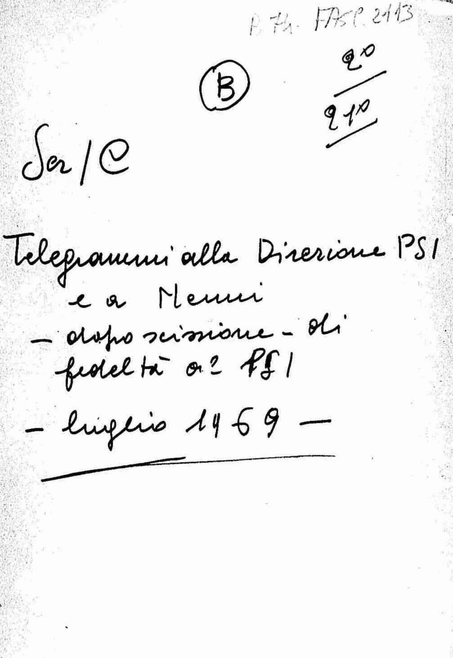 Lettere a Nenni di cittadini e singoli compagni, 1970 gen. - apr.