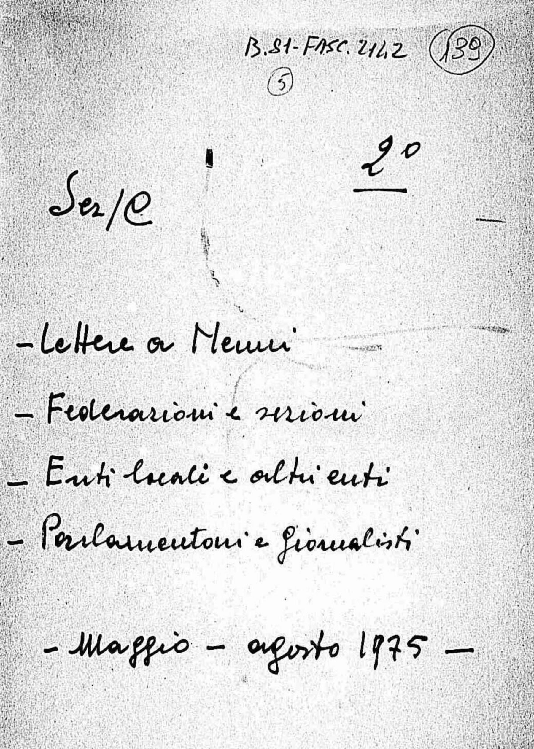 Lettere a Nenni di compagni e cittadini, 1975 mag. - set.
