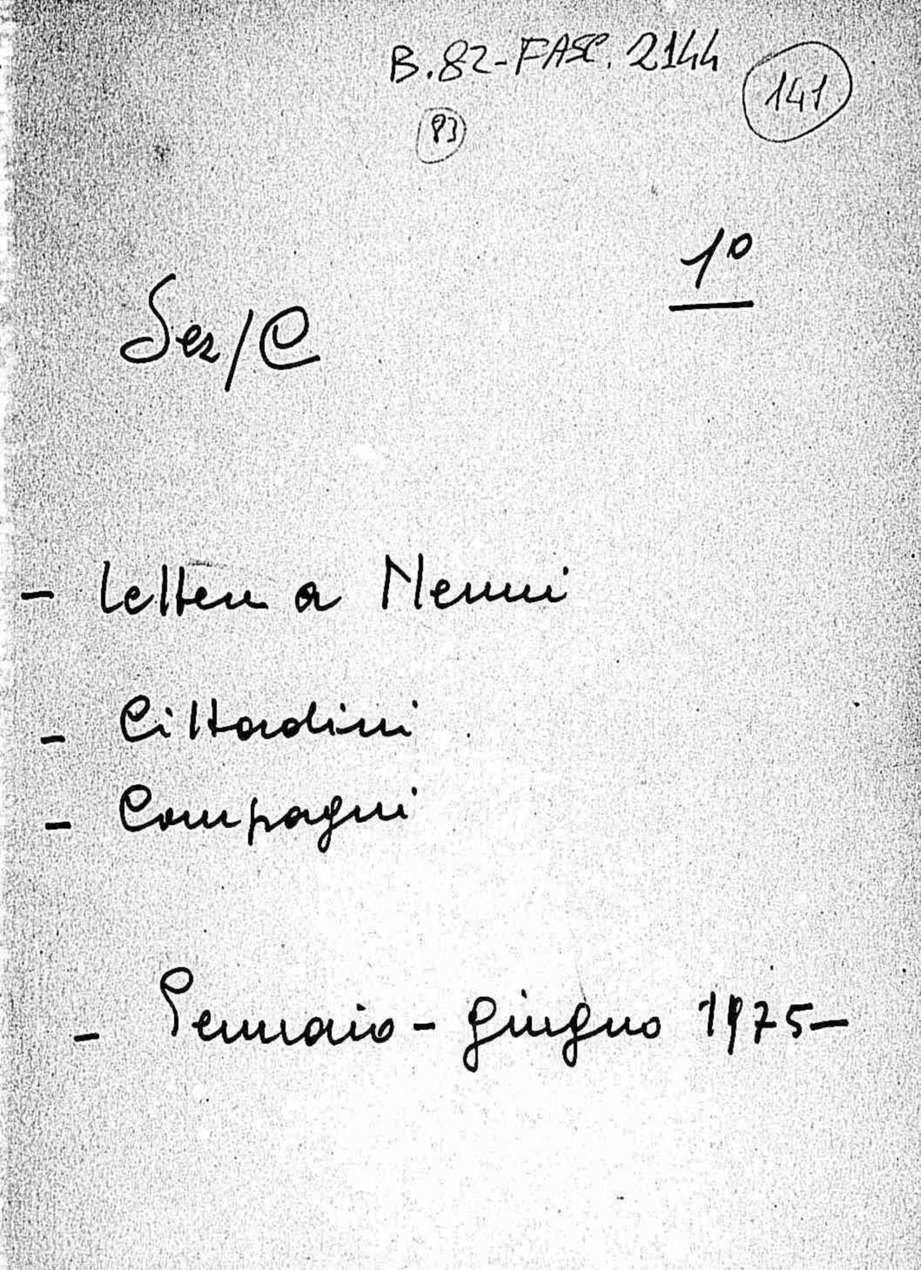 Lettere a Nenni di cittadini e compagni, 1975 gen. - giu.