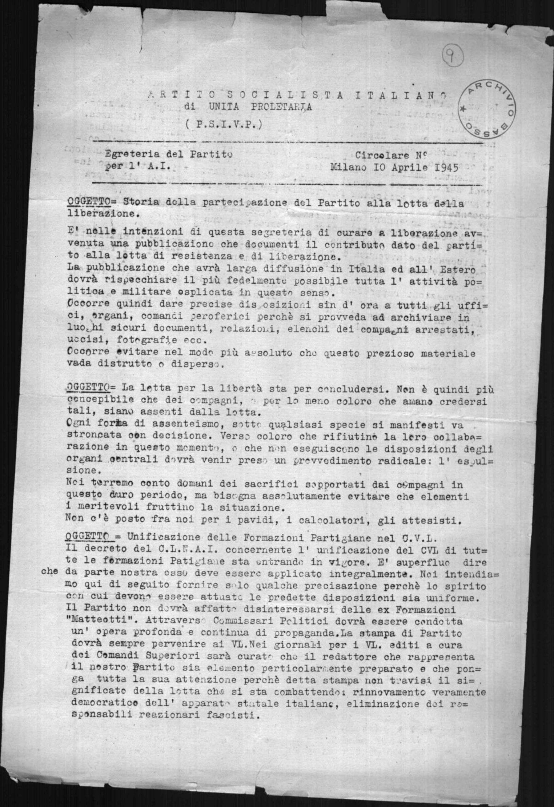 Segreteria del Psiup AI