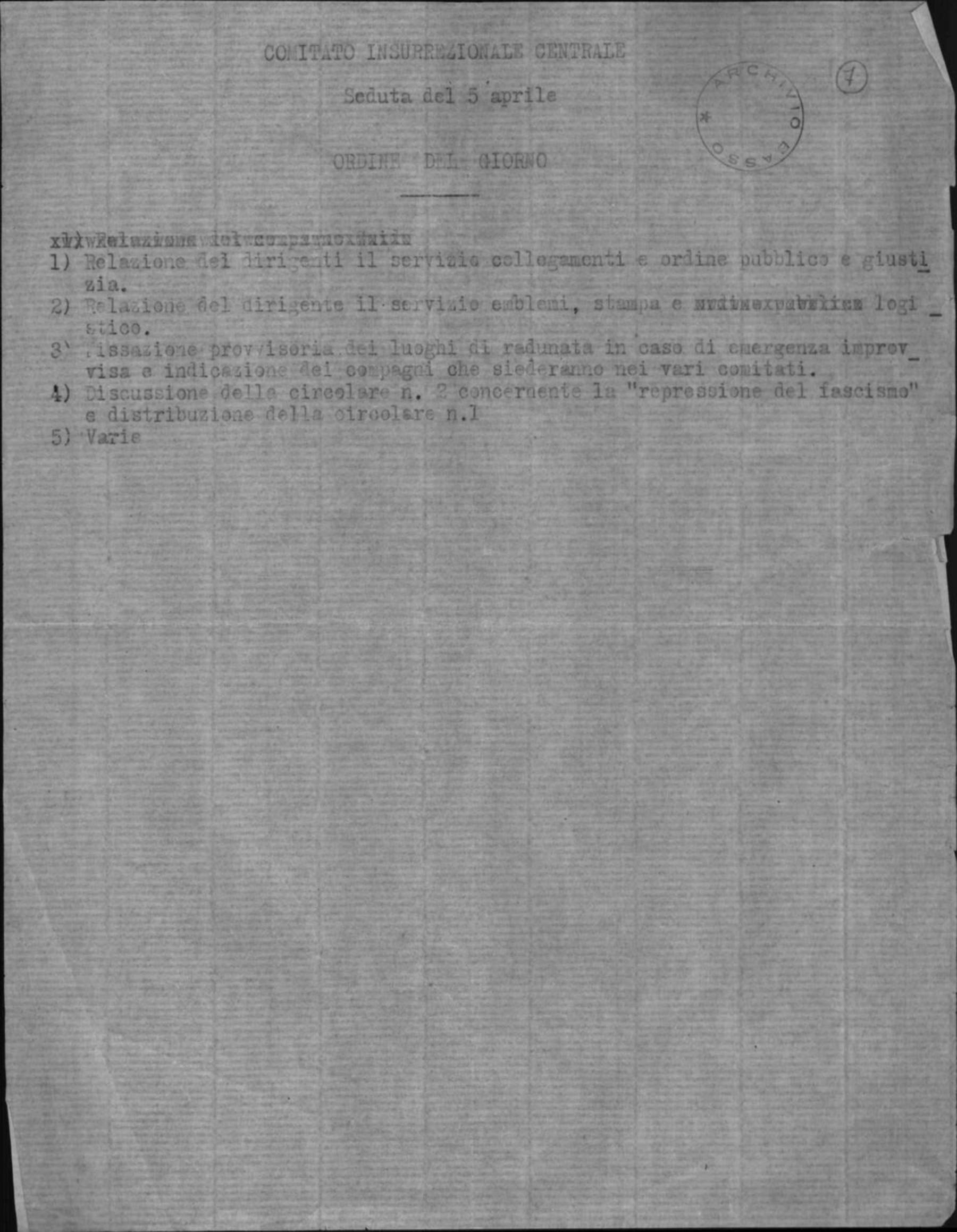Seduta del Comitato insurrezionale centrale