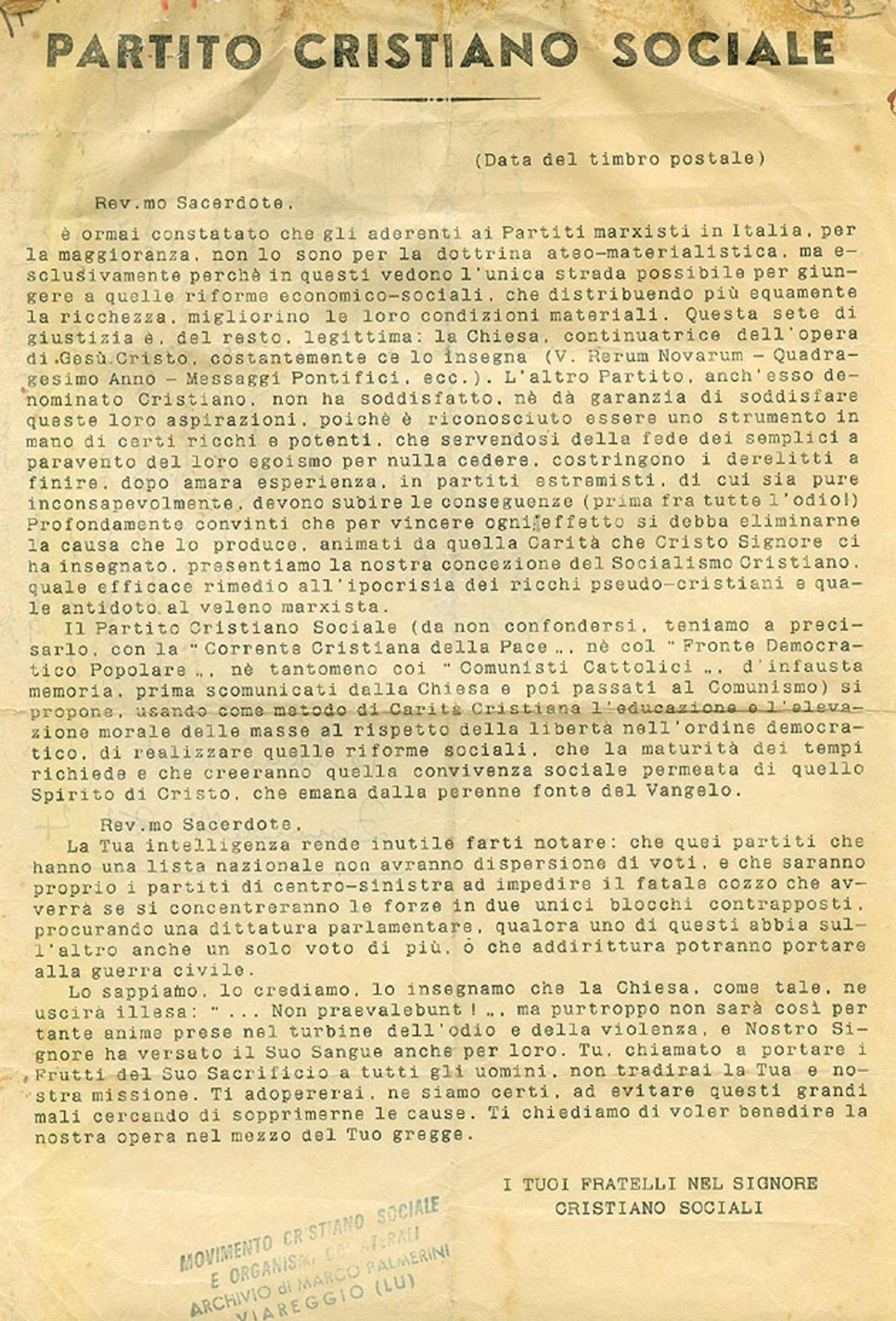 Lettera del Pcs, 1948